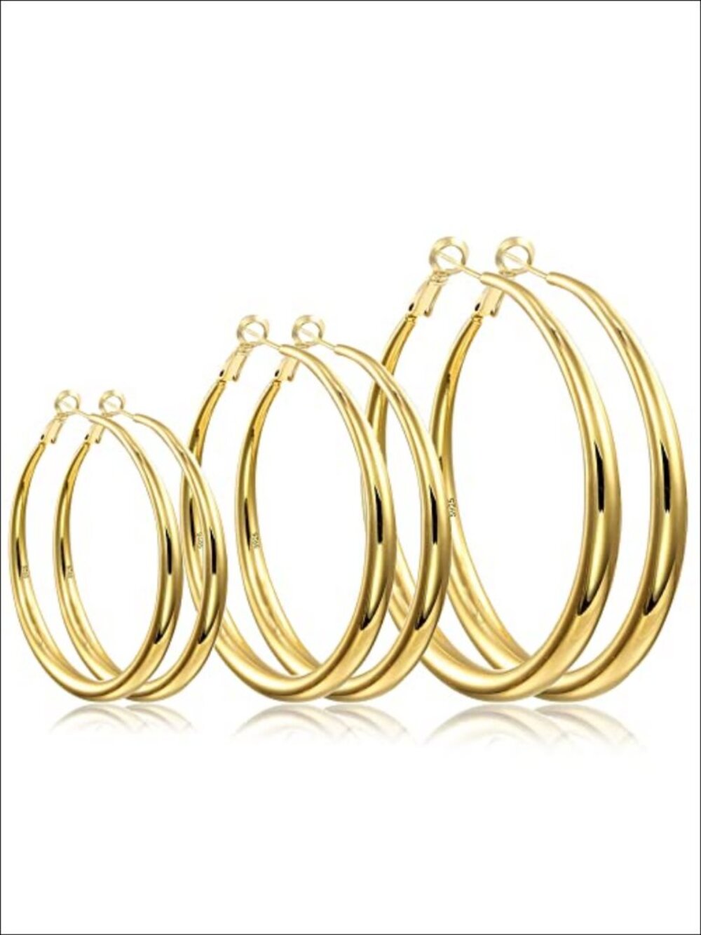 Sterling Silver Hoop Earrings 14K Gold Plated Hypoallergenic Lightweight